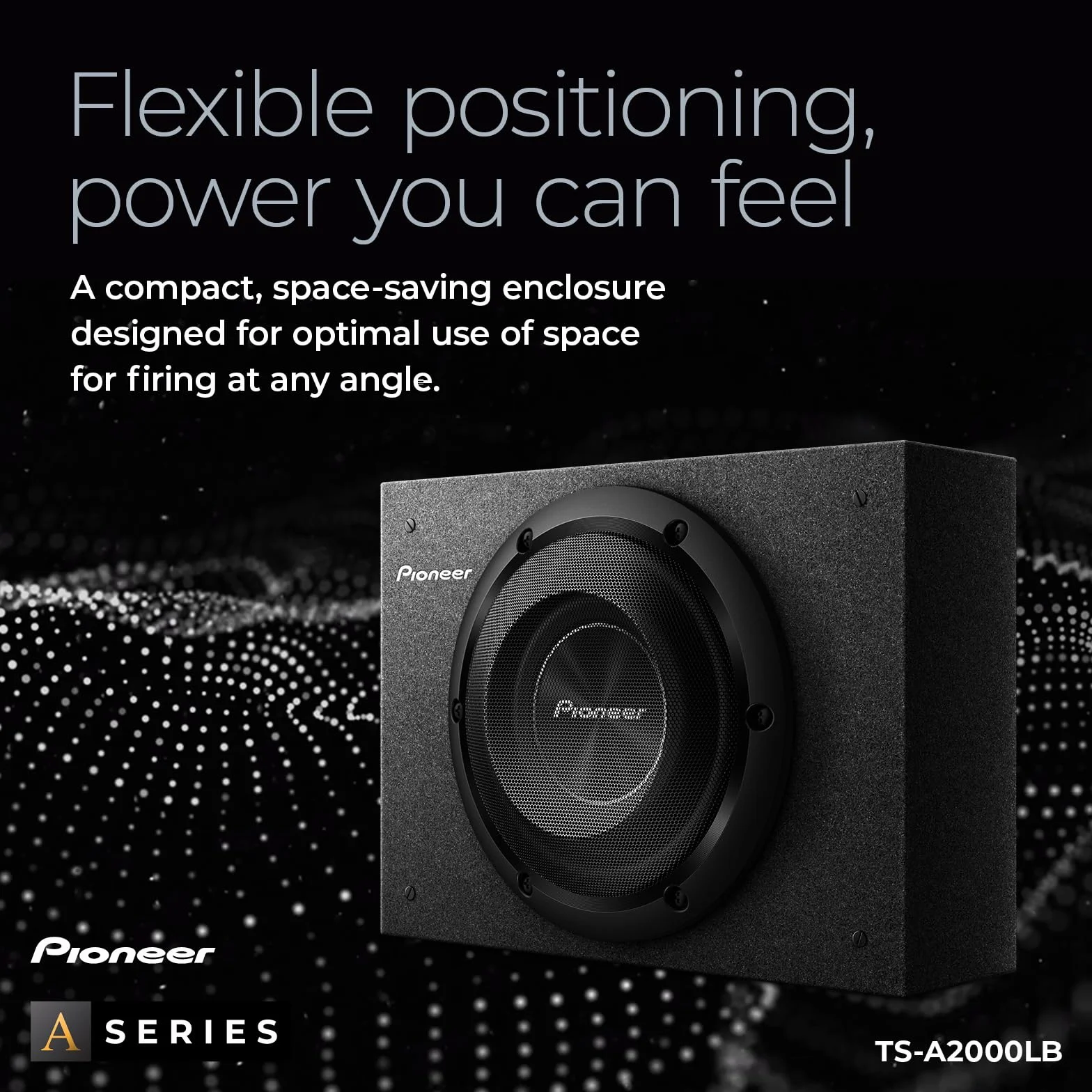 PIONEER TS-A2000LB Passiv Subwoofer, leistungsstarker Gehäuse Subwoofer mit 700 W Maximalleistung, 20 cm, IMPP Membran, schwarz, Kontinuierliche Ausgangsleistung 250 W