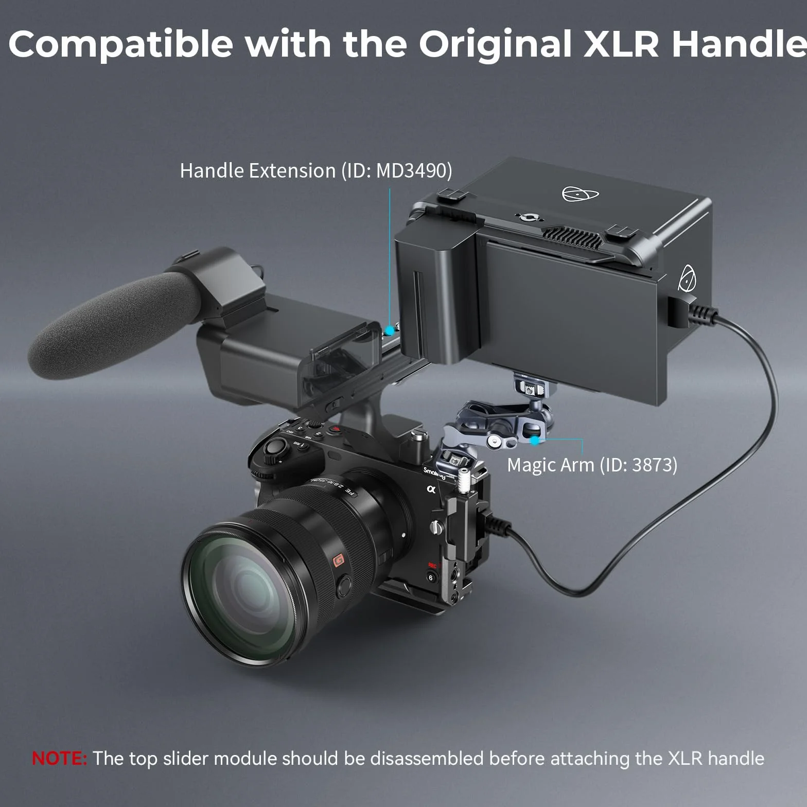 SMALLRIG Cage für Sony FX30 FX3 mit HDMI-Kabelklemme, Klassisch Hellschwarze Oberfläche, Inklusive Kaltschuh und NATO-Schiene, Modulares Design, Kompatibel mit Original-XLR-Griff - 4183B