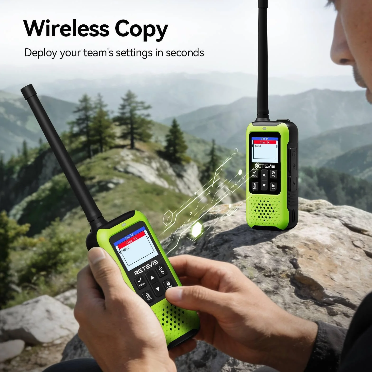 Retevis EZTalk 65 Walkie Talkie 4er Set für Erwachsene, Funkgeräte GPS BDS | Lange Reichweite Funkgerät Dualband, APP Gesteuert, SOS-Alarm, USB-C, Handgezeichneter Kartenfunktion, Notfälle und Camping