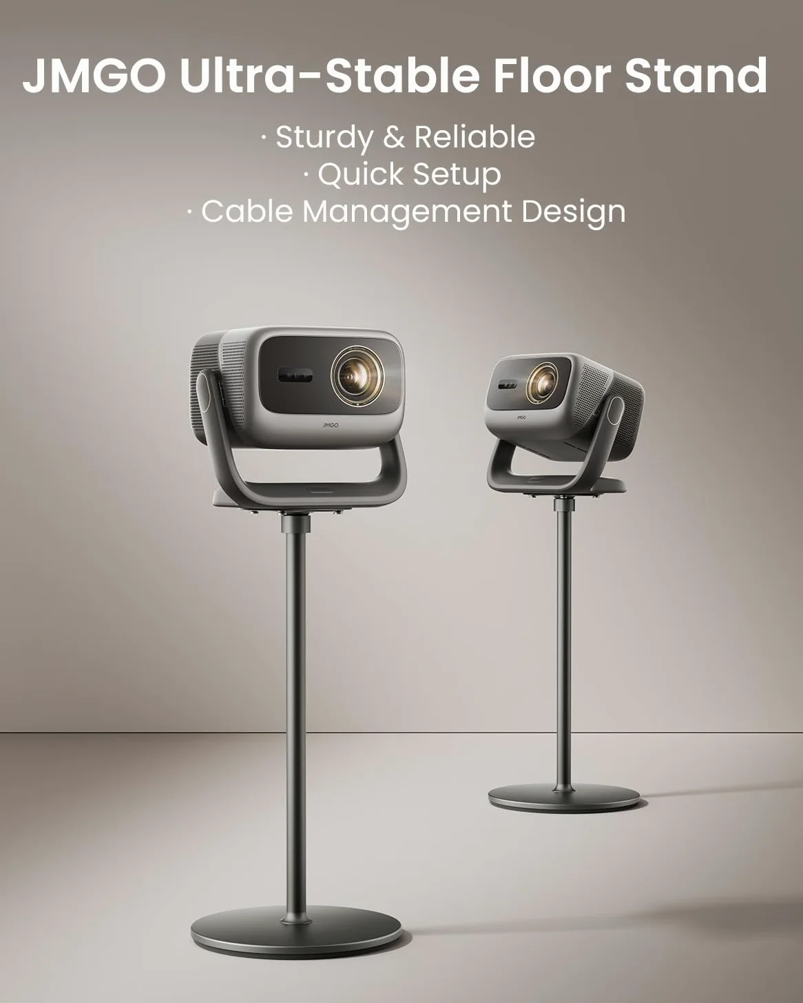 JmGO N3 Ultimate Bodenständer, Original X-Gimbal Projektor Ständer mit Kabelmanagement, 360° Drehbar, Robuste Metallkonstruktion, Rutschfeste Basis, Passgenau N3 Ultimate