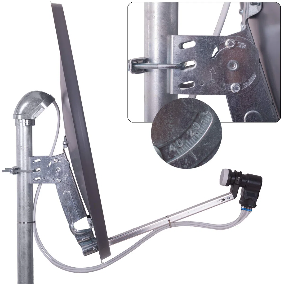 DUR-line MDA 80 Anthrazit - Digiatale 4 Teilnehmer Satellitenschüssel Komplett-Anlage mit +Ultra Quad - LNB [Camping, Astra 19,2°, DVB-S/S2, Full HD, 4K, 3D]