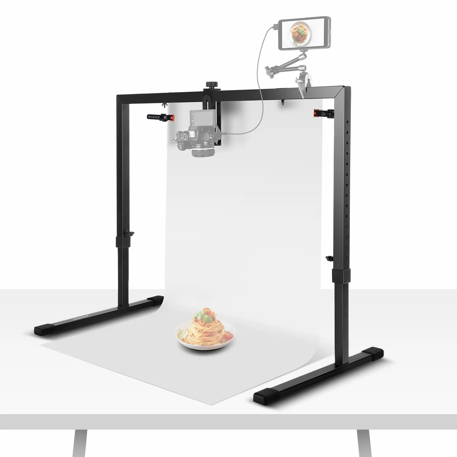 NEEWER Überkopf Kamerahalterung für Aufnahmen von Oben nach unten, Tischplatte aus Stahl,mehrfache Halterungsplattform für Flatlay Fotografie Licht Kochen Zeichnen Handwerk, für Tische≥1m Länge ST100