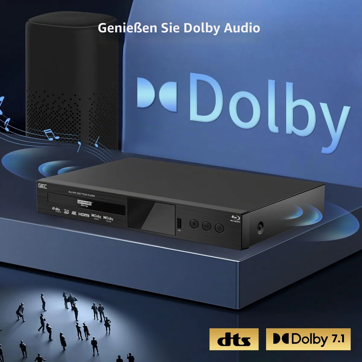 G5300 4K Ultra HD Blu Ray Player für alle Regionen Discs 3D Blu Ray DVD Player für TV / Projektor 4K HDR 10 Dual HDMI Ausgänge / Koaxial / Optisch / USB 3.0