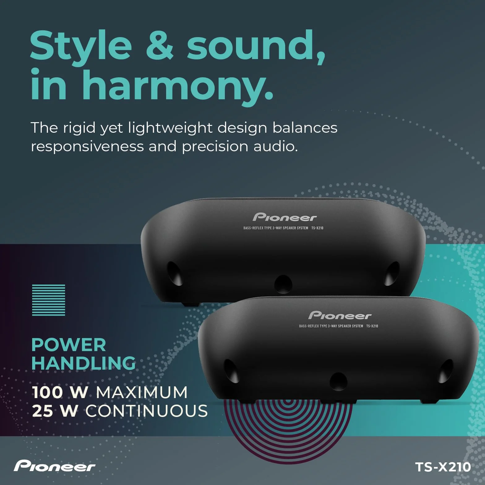 Pioneer TS-X210 3-Wege Surface Mount Autolautsprecher mit 100W Max Leistung (Paar)