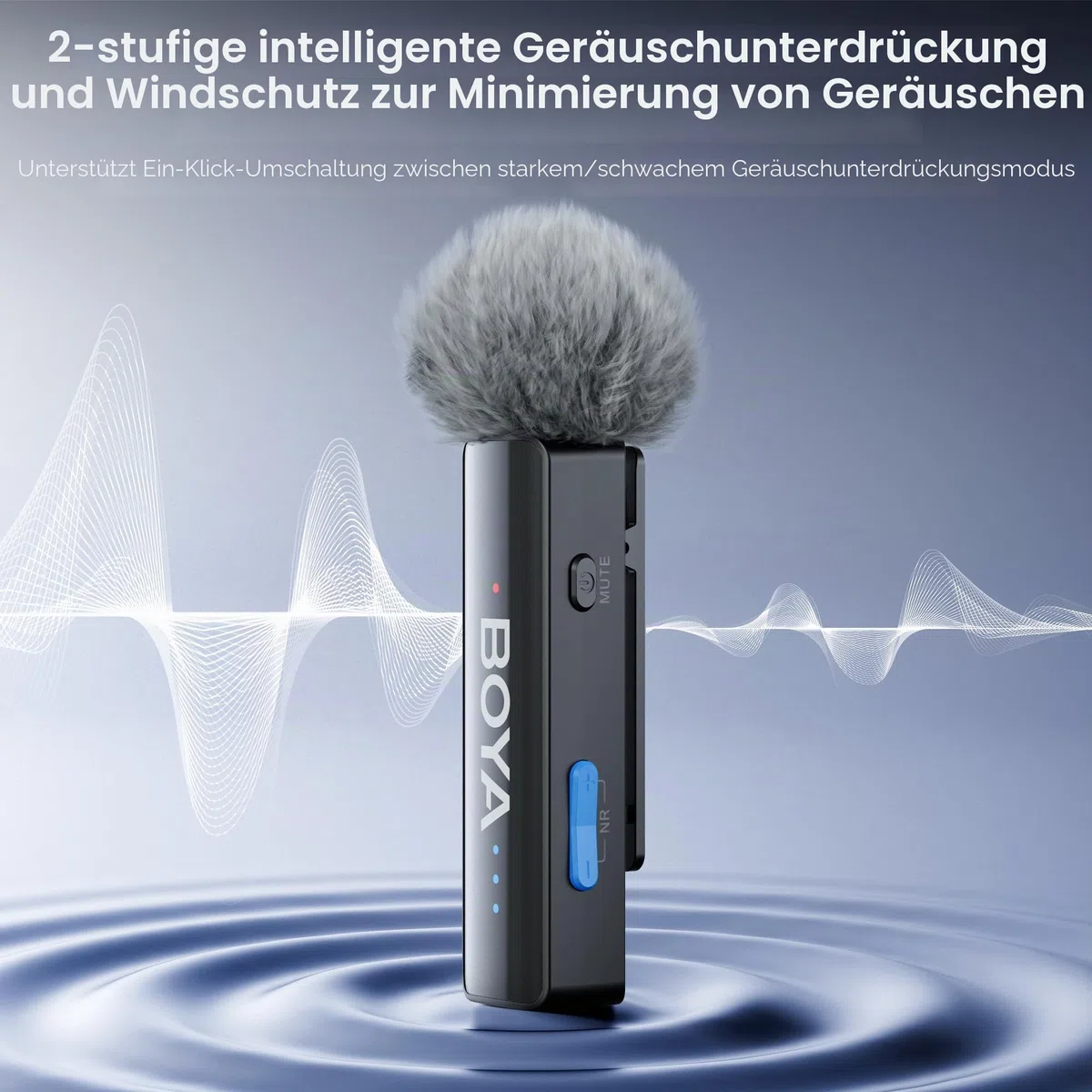 BOYA BOYALINK 2 A2 Drahtloses Lavalier-Mikrofon für iPhone, Kamera, Android, Kabellos Mini Mikrofon, 48 kHz 24 Bit, 1000ft, Rauschunterdrückung, Clip on Mic USB-C/Lightning/3.5mm TRS