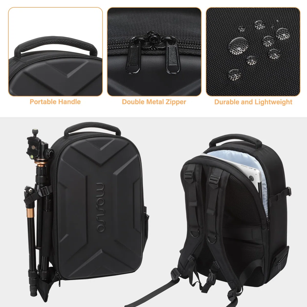MOSISO Kamera Rucksack, DSLR/SLR/Spiegellos Photographie Kameratasche Wasserdicht Künstlerisch Geometrisch Case mit Stativhalterung&15-16 Zoll Laptop Fach Kompatibel mit Canon/Nikon/Sony, Schwarz