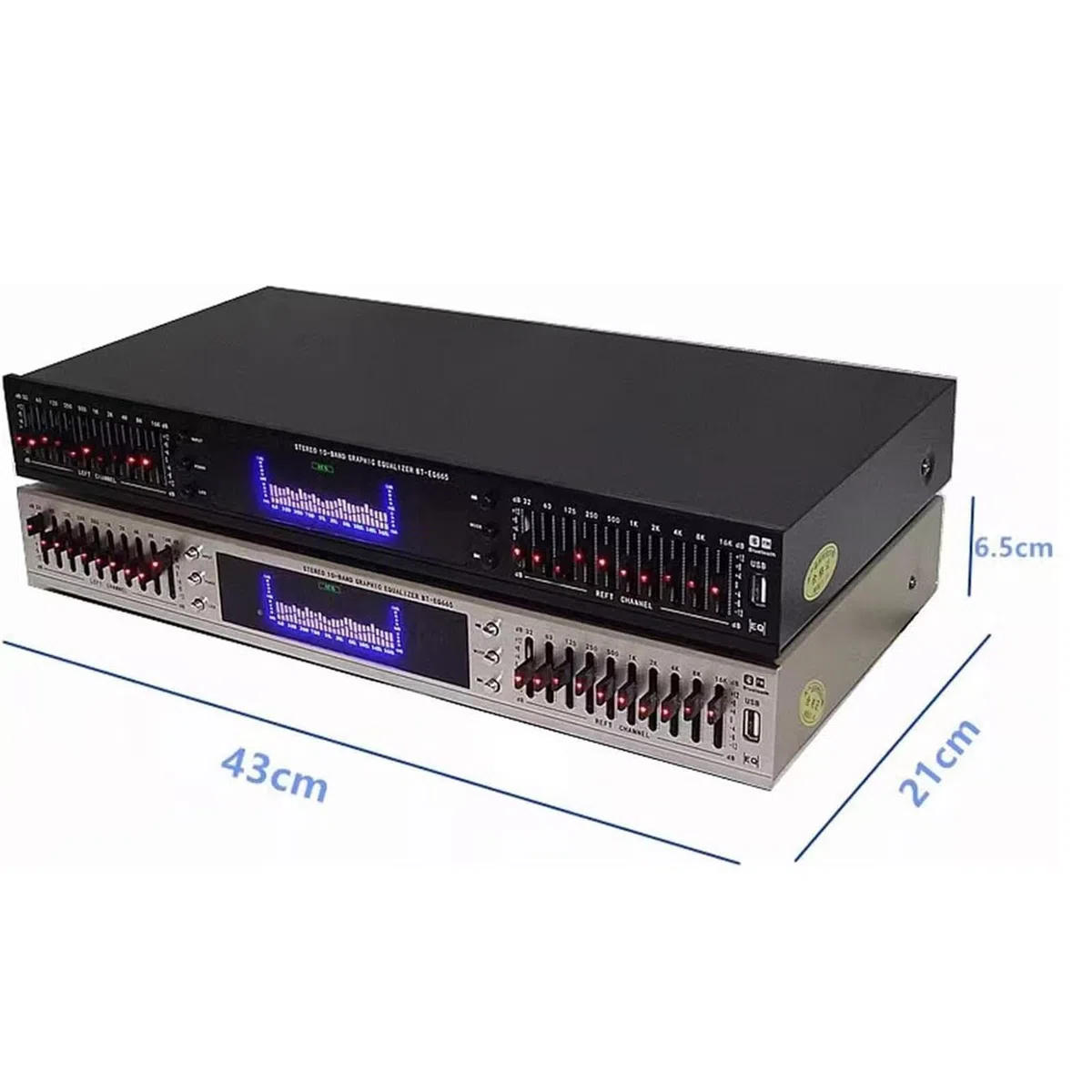 HiFi Audio Equalizer - Professioneller digitaler Grafik-Equalizer mit integriertem Bluetooth- und LED-Spektrum-Display, inklusive Fernbedienung und dynamischem Rhythmus-Tuner für Studio- und