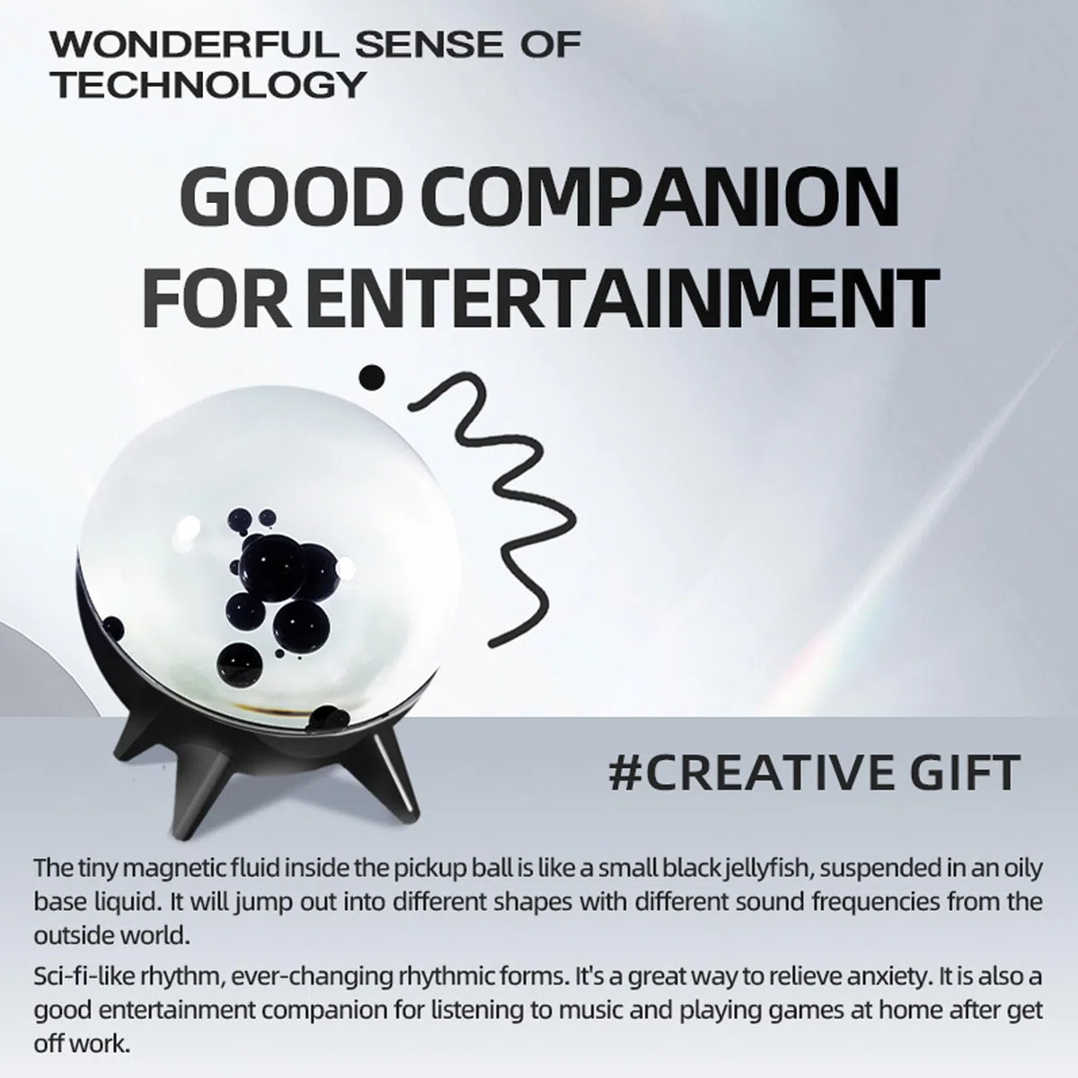 TOPINCN Ferrofluid Sound Visualizer, Magnetic Fluid Music Mate, Tanzende Ferrofluid-Lautsprecher-Rhythmuslampe für Desktop-Dekor, Hypnotisierender Audio-Visualizer mit