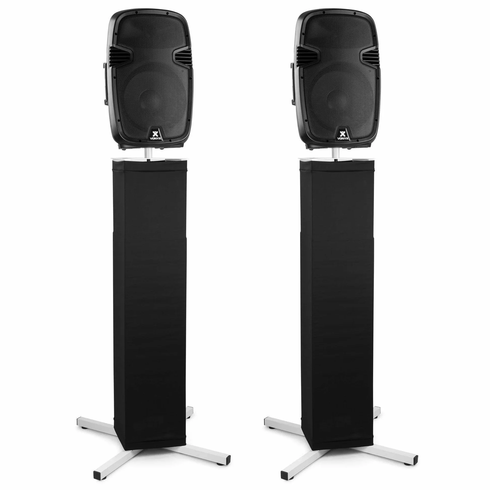 Vonyx DJP165 Universal-Lautsprecherständer - Auch für Lichteffekte, Produkte usw. geeignet - Inkl. weißer und schwarze Abdeckung - höhenverstellbar