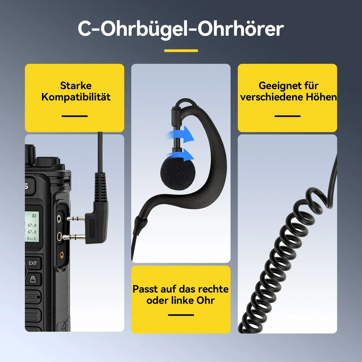 Retevis RT86S Funkgerät Große Reichweite, Walkie Talkie mit LCD-Display | Profi Handfunkgerät mit 2600mAh Akku & Gruppenanruf, inkl. Ohrhörern, für Reinigungskräfte & Lager, Schwarz, 3 Stück