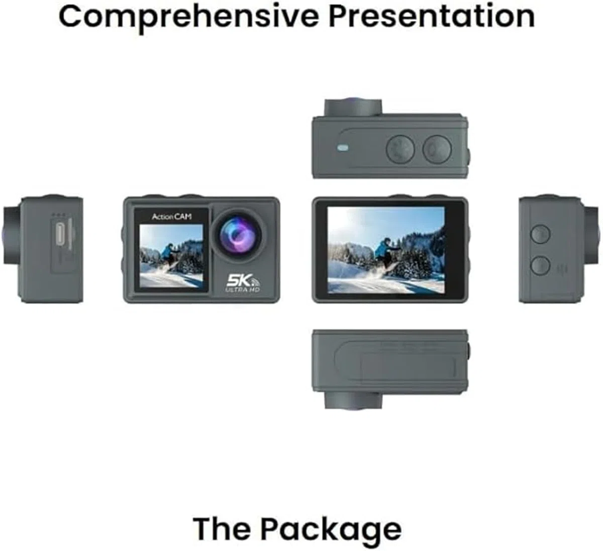 MEIION glaciva Action Kamera 5K + Speicherkarte 64 GB wasserdichte Actionkamera mit WiFi, externem Mikrofon und umfassendem Zubehör für Abenteuer und Unterwasseraufnahmen