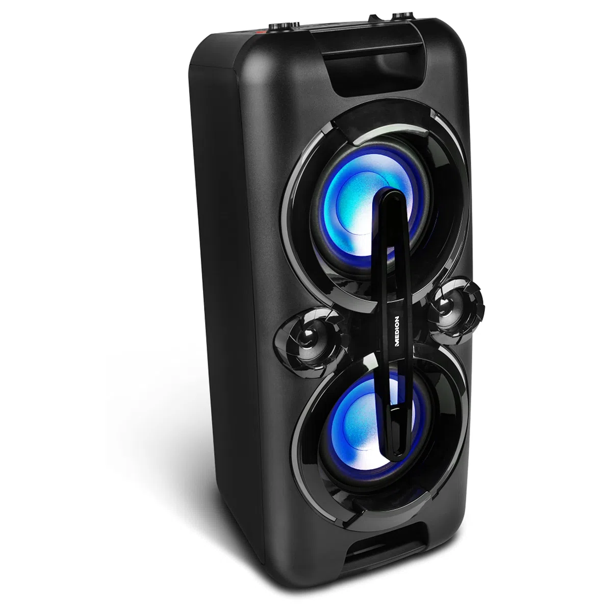 MEDION P67013 Party-Soundsystem (Partylautsprecher Karaoke, Bluetooth, Kompaktanlage, 440 Watt, Farbige LED, PLL UKW Radio, USB, AUX, Mikrofonanschluss)