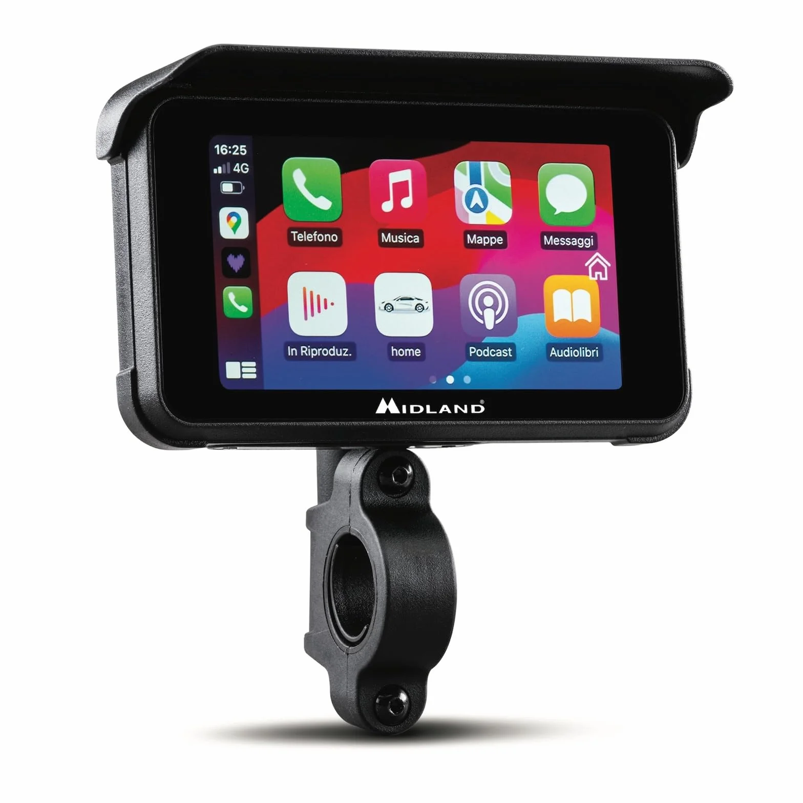 Midland BikePlay Guardian, Motorrad Multimedia, CarPlay - Mit Touchscreen, 2 Kameras und 2 Reifendrucksensoren, C1636