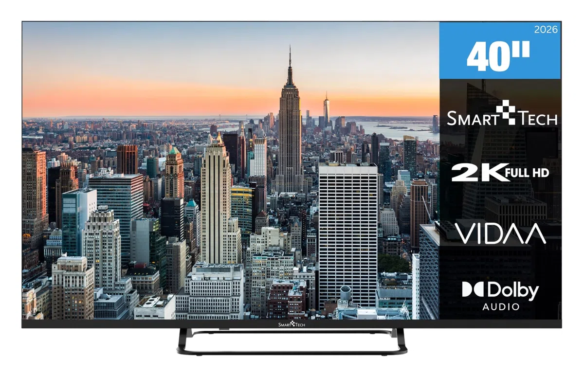 Smart Tech 40FV02V Fernseher 40 Zoll Smart TV VIDAA - Fernseher mit Full HD Auflösung, Bluetooth und Triple-Tuner, LED TV (2026)
