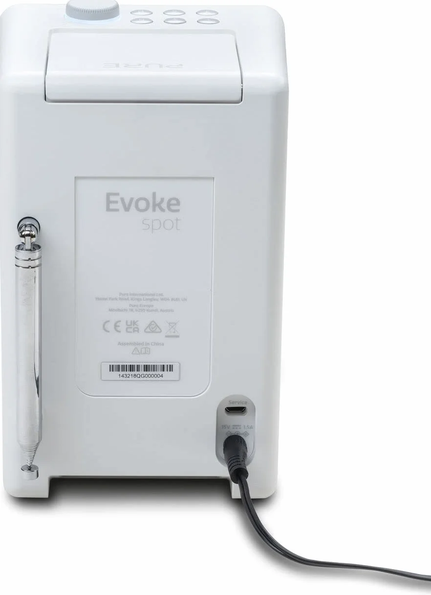 Pure Evoke Spot kompaktes Musiksystem (DAB+/UKW Radio, Internetradio, Podcasts, Spotify Connect, Bluetooth, klappbares Farbdisplay) Cotton Weiß
