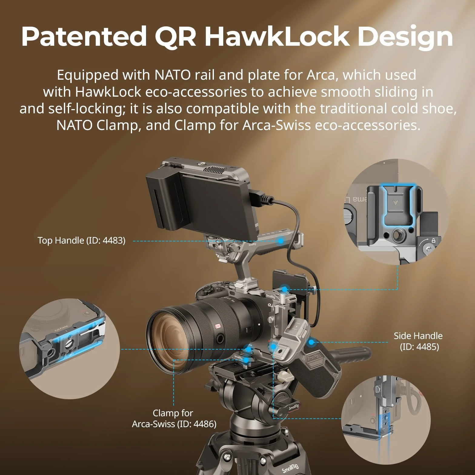 SMALLRIG FX3/FX30 HawkLock Schnellwechsel-Kamerakäfig-Kit für Sony FX3/FX30 mit Kabelklemme, Integriertem NATO-Blitzschuh/QR-Platte für Arca, Modulares Design, für dem Originalen XLR-Griff – 4770