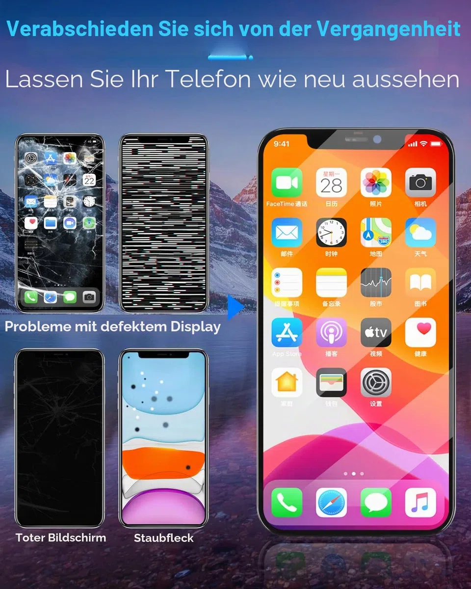 ARSSLY Für iPhone 12 Mini Display, LCD-Display für iPhone 12mini 5,8 Zoll (14,8 cm), Ersatz-Touchscreen für iPhone 12 Mini A2176 A2398 A2400 A2399 mit Reparatur-Set und Displayschutz