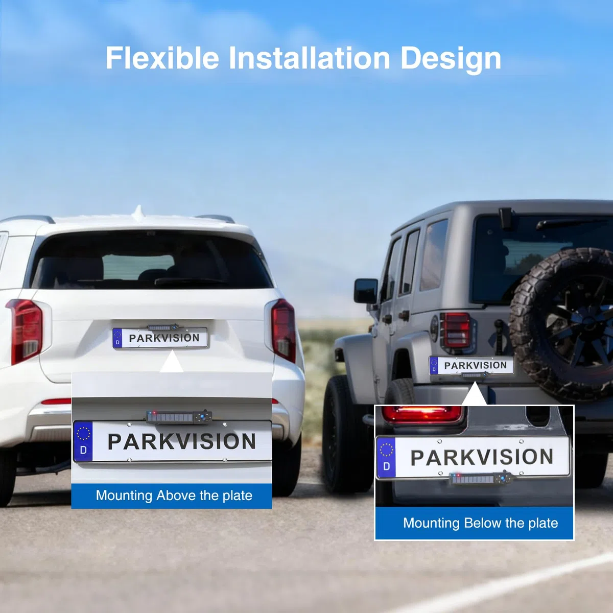 PARKVISION Kabellose Rückfahrkamera Solar + 5000mAh Akku | Weitwinkel Nachtsicht | Einparkhilfe für Wohnmobile, LKW, SUV | Einfach DIY Nachrüstung