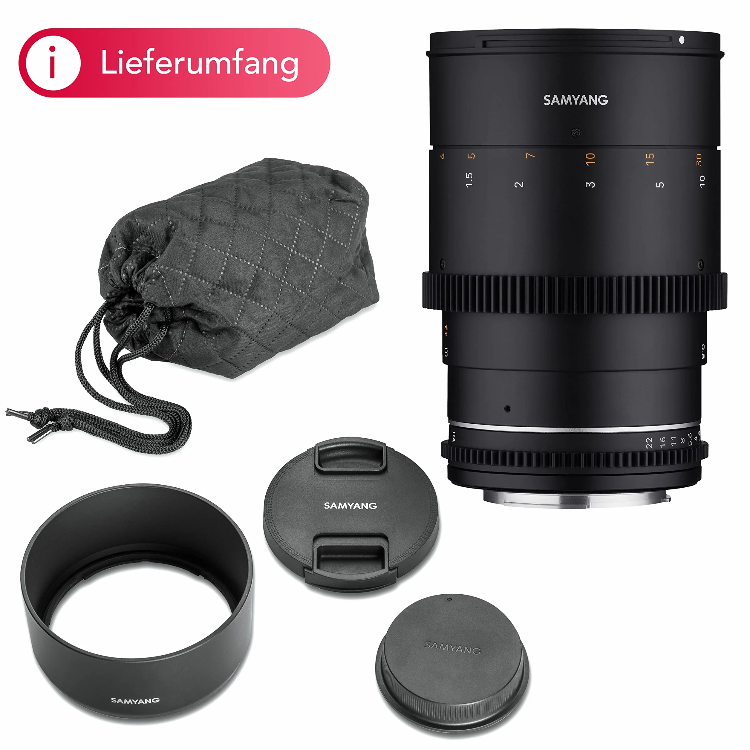 Samyang MF 135mm T2,2 VDSLR MK2 MFT – Video Cine Objektiv Teleobjektiv Festbrennweite für Micro Four Thirds Kameras, manueller Fokus, für Panasonic DC-GH5s DC-GH5 II BGH1 Olympus OM-D E-M1 Mark III