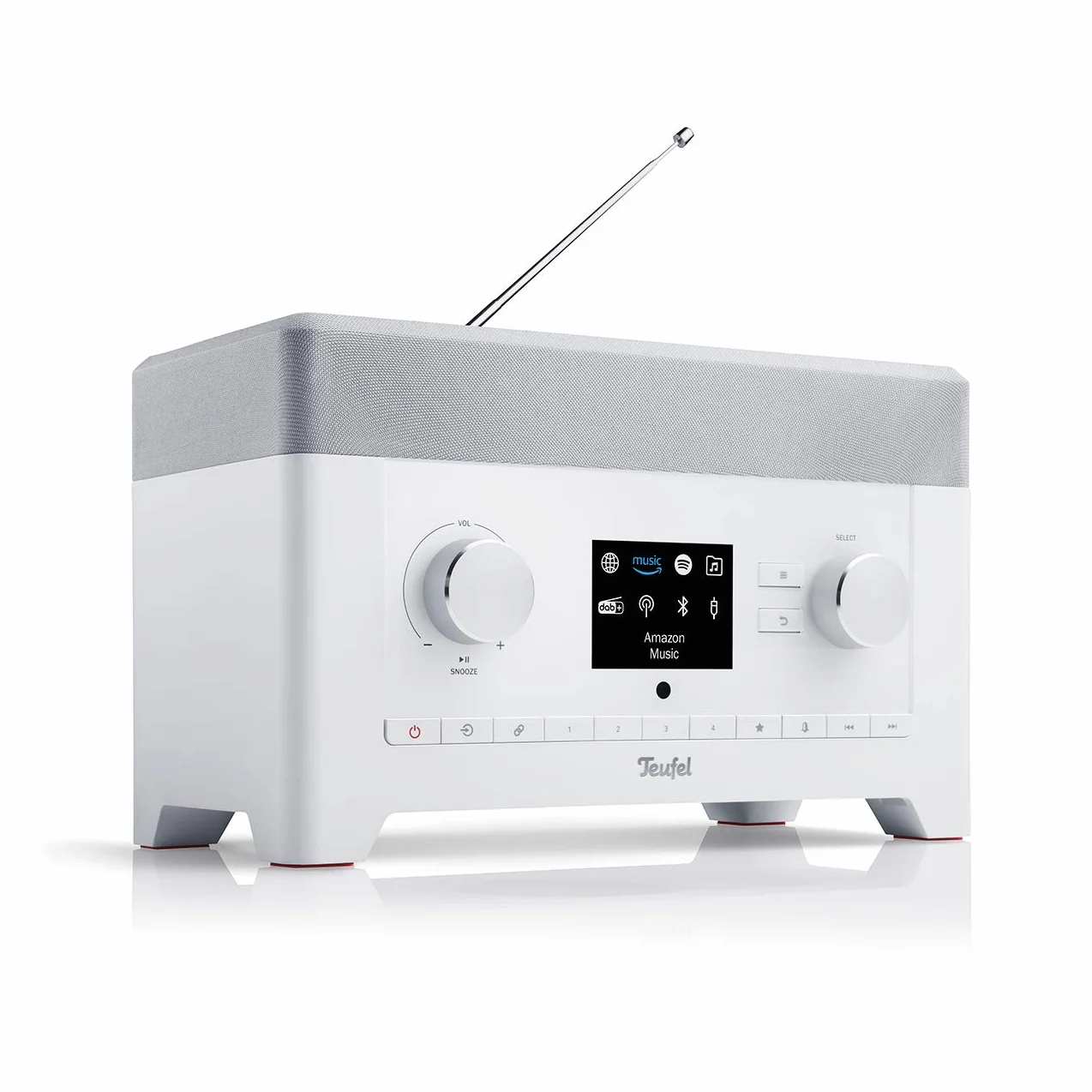 Teufel Radio 3SIXTY DAB+ Internet Radio Stereo Lautsprecher Musik 360-Grad-Sound Dank Dynamore Bluetooth Weckfunktion Subwoofer Speaker Weiß