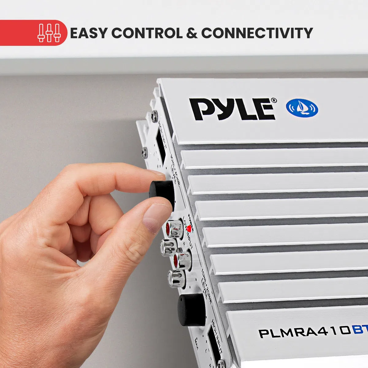 Pyle 2.1 Bluetooth Marine-Verstärker-Empfänger - Wasserdichter 4-Kanal-Audio-Jumperverstärker für Stereolautsprecher mit 400 W Dual-MOSFET-Leistung - PLMRA410BT