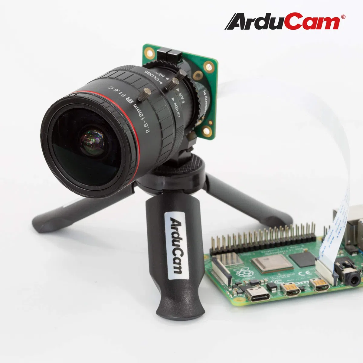Arducam 2,8–12 mm Varifokales C-Mount-Objektiv für Raspberry Pi HQ Kamera, mit C-CS-Adapter, industrielles Teleobjektiv