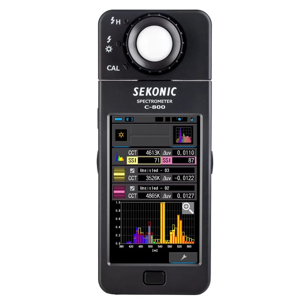 Sekonic C-800 Spektrometer – Vollspektrum Farb- & Lichtmessgerät für LED, HMI, RGB, CRI, TLCI, TM-30, SSI – Präzise Farbanalyse für Film & Foto