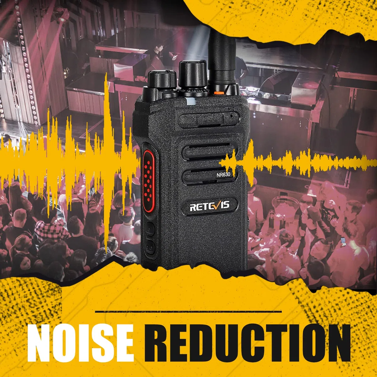 Retevis NR630 Funkgerät Große Reichweite, Walkie Talkie Erwachsene, Gruppenanrufe, Geräuschunterdrückung, IP67 Wasserdichtes, 2800mAh, Robust Funkgeräte mit Headset für Restaurant, Sicherheit(2 Stück)