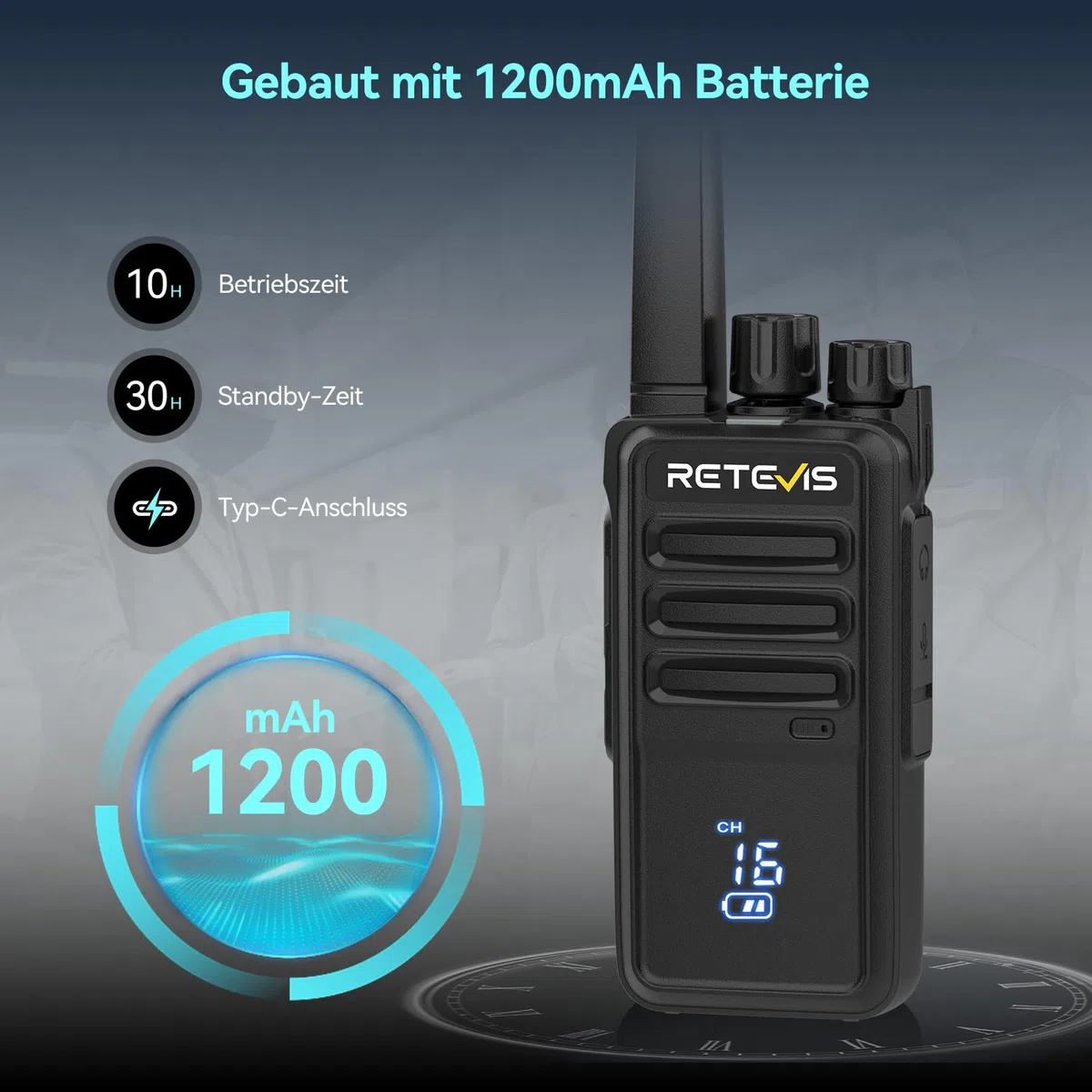 Retevis RT668H Funkgeräte Set mit Headset, 10-1 Ladegerät, PMR Radio mit Display, Klarem Klang, USB-C 1200mAh, Robust Profi Funkgerät, für Hotel/Sicherheit und Teamkommunikation (Walkie-Talkie-Set 10)