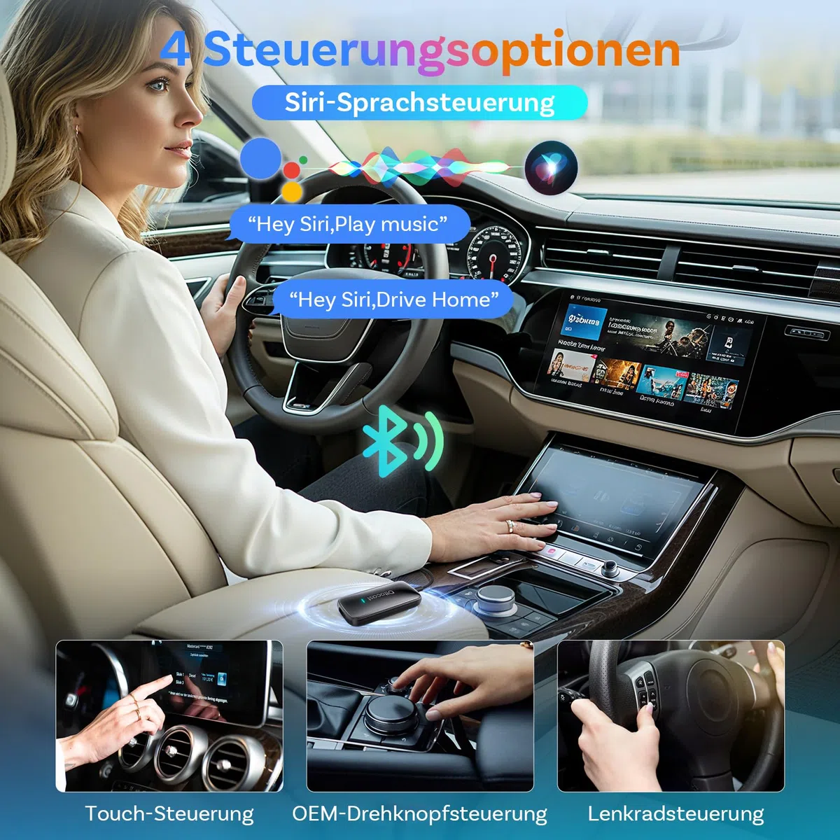 OTTOCAST Play2Video Ultra 2026 AI Box, Kabelloser CarPlay & Android Auto Adapter mit YouTube/Prime Video, WiFi 6, 4GB+32GB, Plug & Play, für Autos mit kabelgebundenem CarPlay ab 2016
