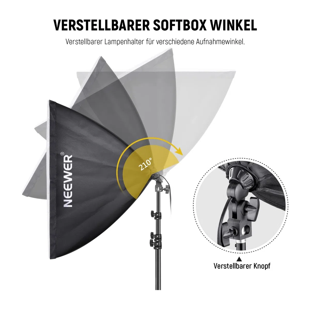 NEEWER Softbox Beleuchtungsset, äquivalent zu 700W, 2er Pack 5700K LEDGlühbirnen, 24 x 24Zoll Softboxen mit E27 Fassung, Fotografie Dauerlichtset, Fotostudio Ausrüstung