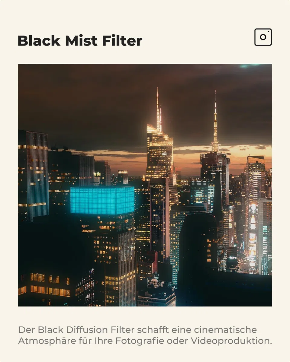 K&F CONCEPT Filter Black-Mist 1/4 Filter 77mm Black Promist 1/4 aus Optisches Glas mit Nano-Beschichtung für Videoaufnahmen/Portraitfotografie (Nano-Xcel)