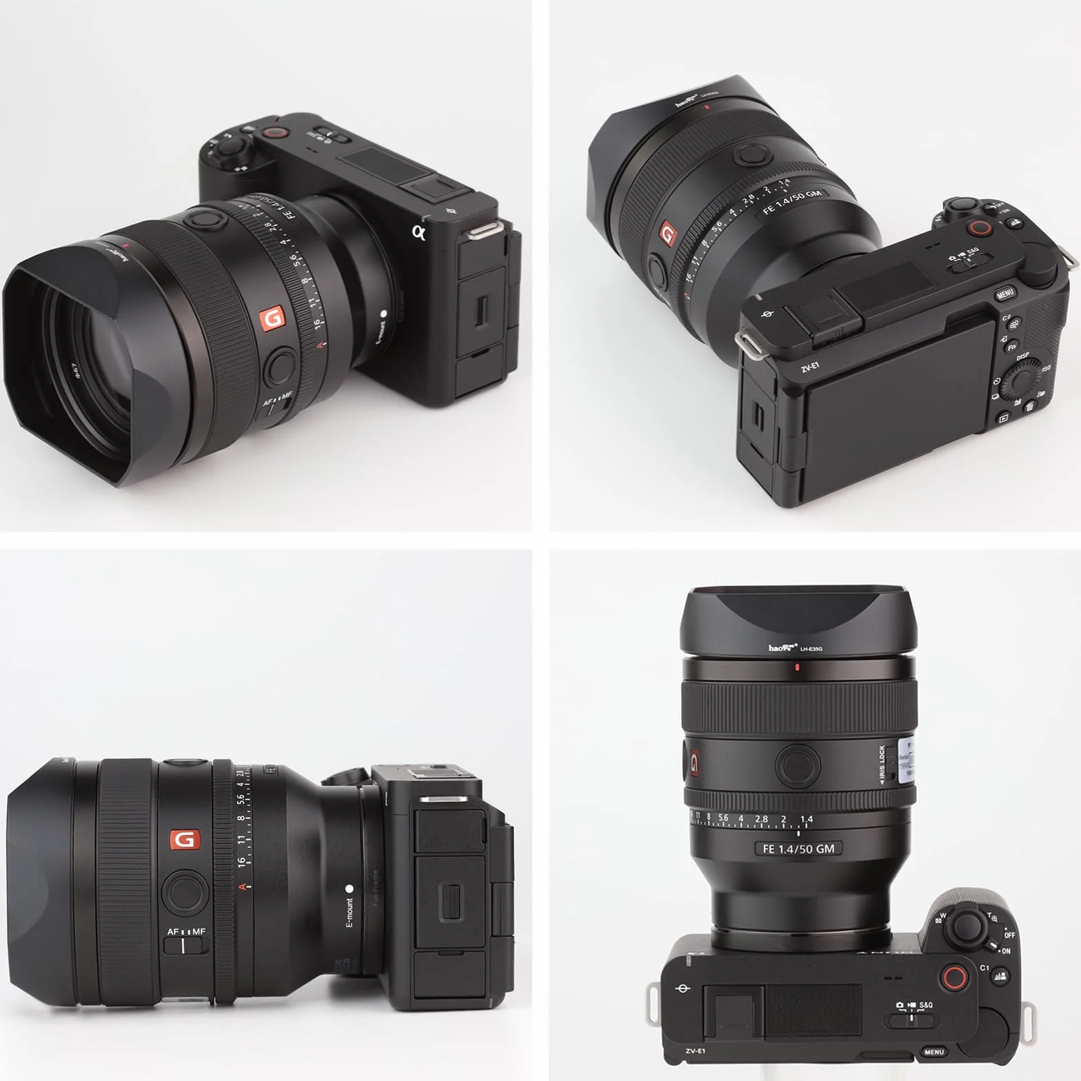 Haoge Gegenlichtblende Bajonett Metall eckig für Sony FE 35mm F1.4 GM, FE 50mm F1.4 GM(mit Metall-Frontkappe), ersetzt Sony FE35mm F1.4 GM Hood ALC-SH164