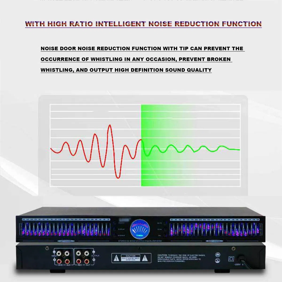 McbeAn Stereo-Grafik-Equalizer, 22-Band-Audio-Equalizer, Digitaler Stereo-Grafik-Equalizer, 10 Voreingestellte Effekte, DSP-Rauschunterdrückungsprozessor, Für KTV-Veranstaltungen, Musikstudios Und DJ