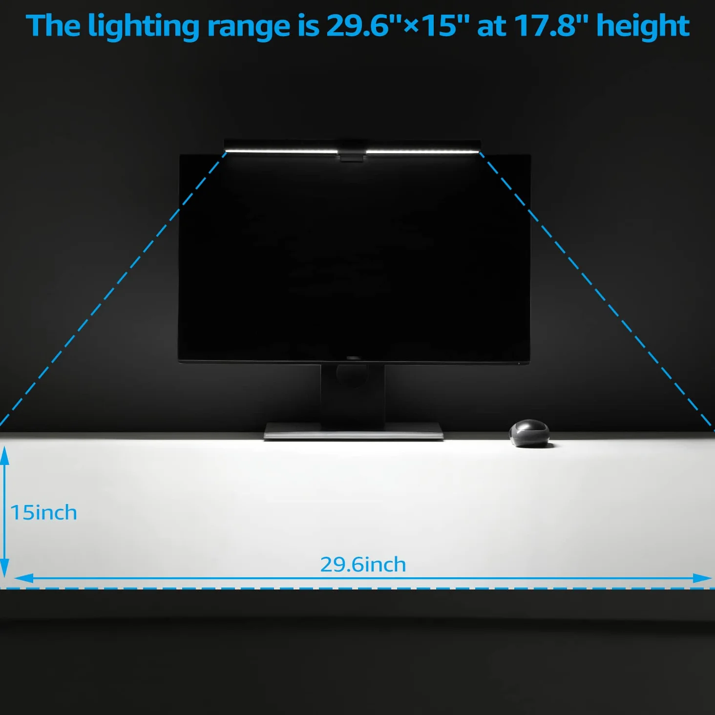TORCHSTAR Computer Monitor Licht, E-Reader LED Lampe, CRI97, Auto-Dimmen und Hue Adjustment, Matt Schwarz USB C Powered Lampe für Home Office Touch Switch