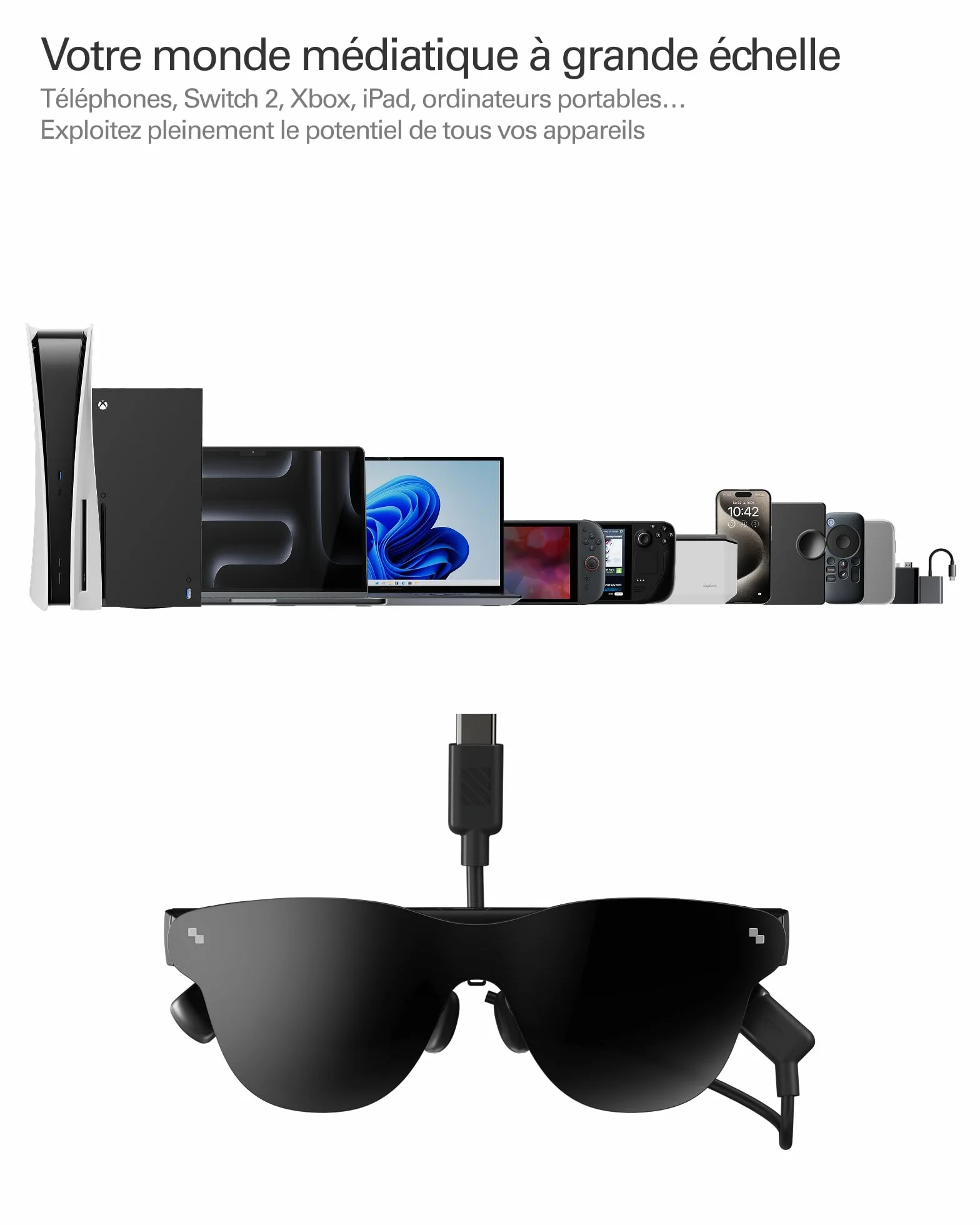 RayNeo Air 4 Pro AR/XR-Brille mit 2 Paar Sound Tube