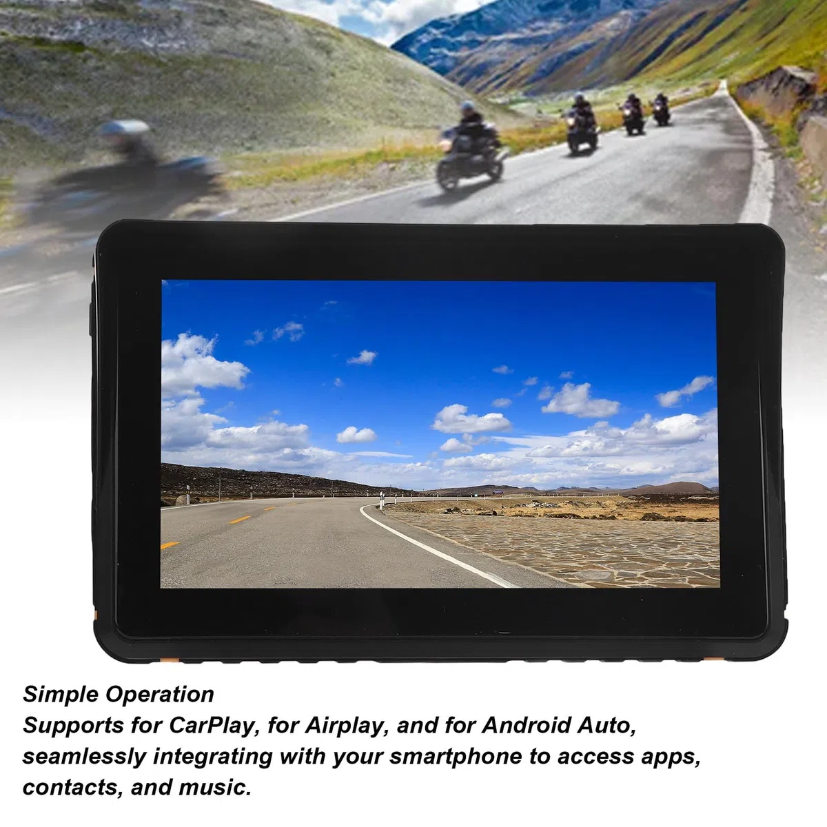 Motorrad-GPS-Navigation, 7 Zoll HD IPS CarPlay Airplay & Auto-Touchscreen, IPX7 wasserdichte GPS-Navigation, Funksteuerung, Ideal für Motorräder