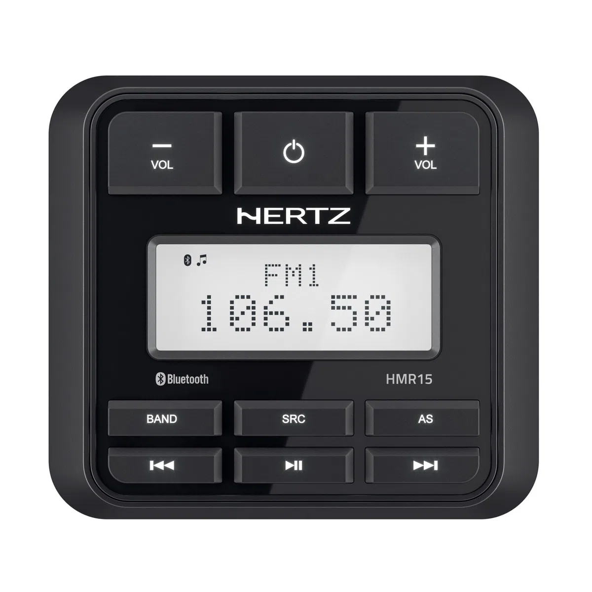 Hertz HMR 15 – Digitaler Media Receiver mit Bluetooth 5.0, USB-Playback, wasserdichter Front (IP65) für Marine- und Outdoor-Anwendungen | Bluetooth 5.0, USB, Matrixdisplay 2,8 Zoll, IP66, 3 Senderspeicher, AUX-Eingang