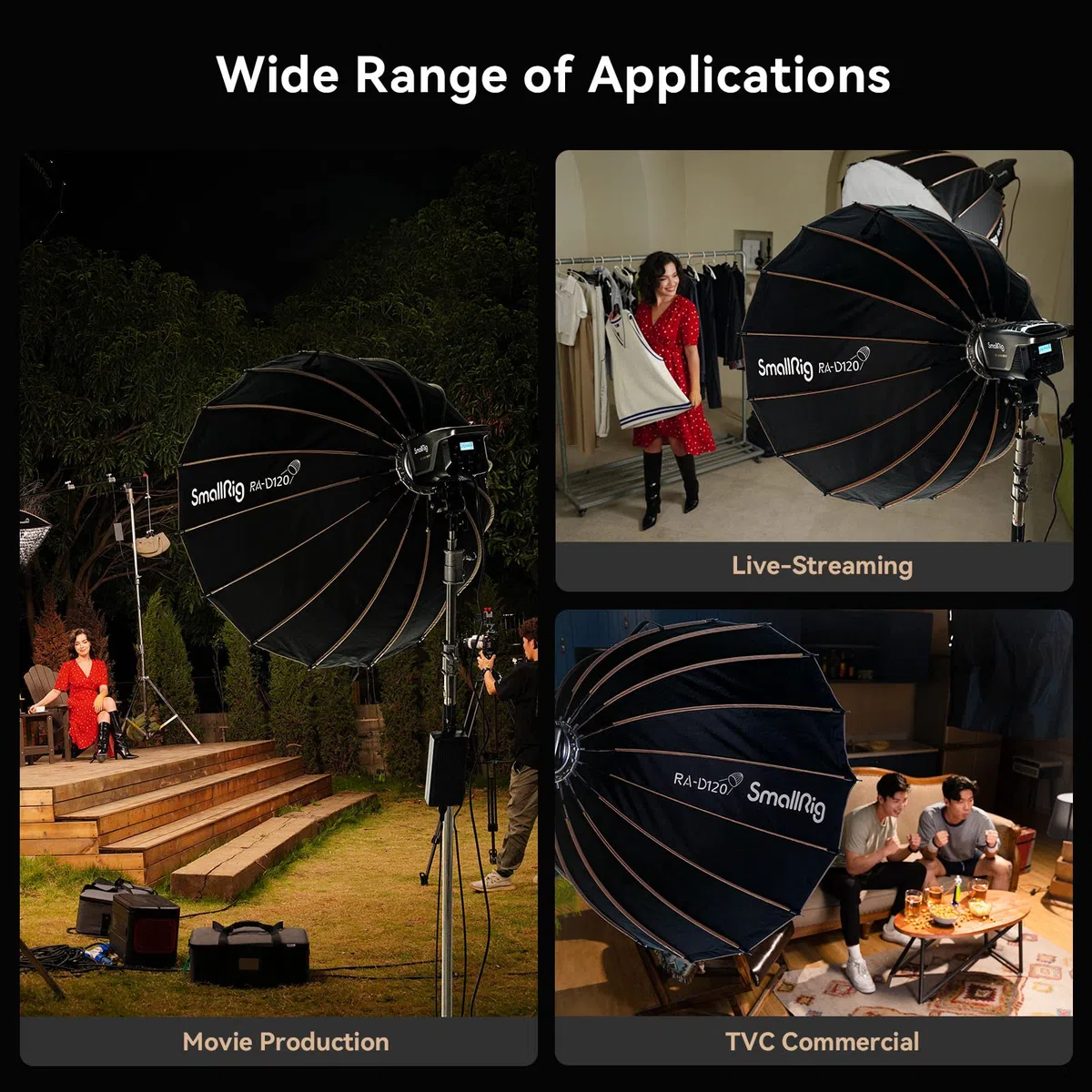 SMALLRIG Parabolic Softbox, Softbox Quick Release 47,2 Zoll / 120 cm, kompatibel mit SmallRig RC 350D / RC 350B / RC 450D und Anderen Bowens Mount Light - 4140
