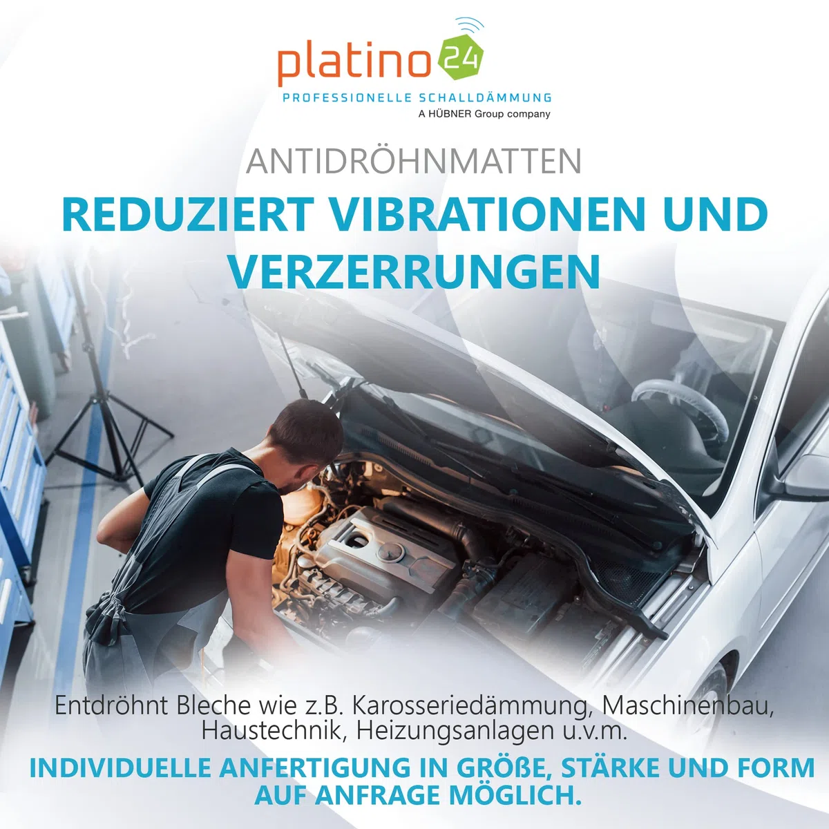 platino24 200x Bitumenmatten 250x100x2mm, Antidröhnmatten selbstklebend, Dämmmatten Auto, Schalldämmung