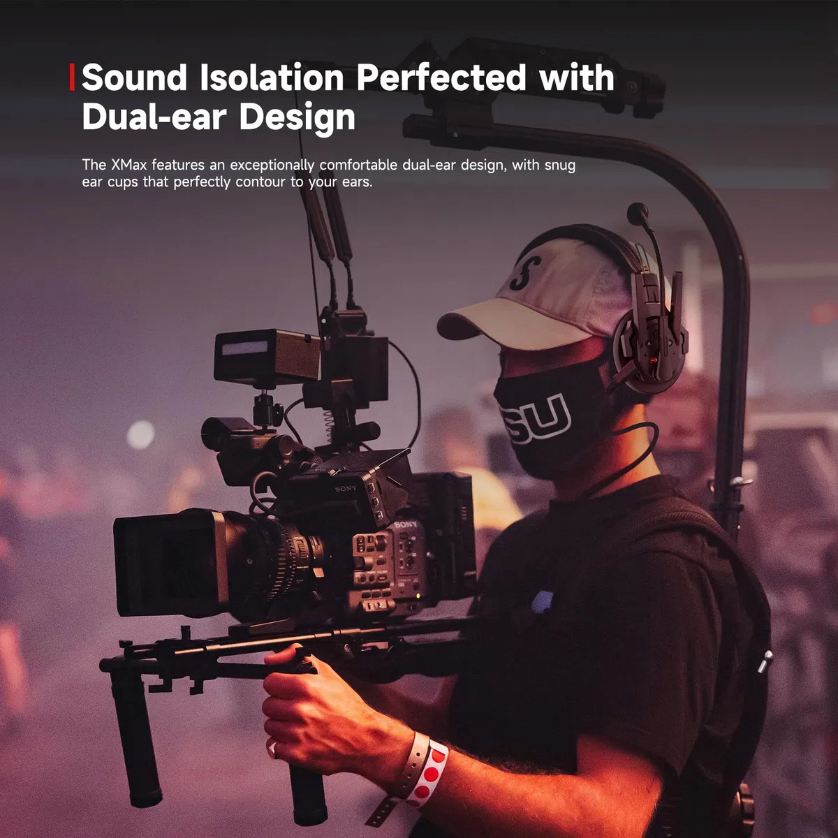 SYNCO Xtalk Xmax1 Intercom-Headset-System beidseitig, Team-Kommunikations-Headset 2,4 GHz, 500 m Reichweite, Geräuschunterdrückung für Live-Shows, Bühnenauftritte & Filmaufnahmen