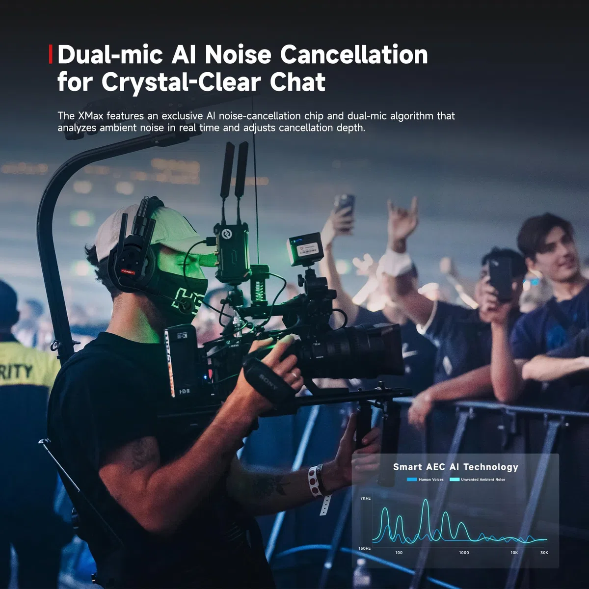 SYNCO Xtalk Xmax1 Intercom-Headset-System beidseitig, Team-Kommunikations-Headset 2,4 GHz, 500 m Reichweite, Geräuschunterdrückung für Live-Shows, Bühnenauftritte & Filmaufnahmen