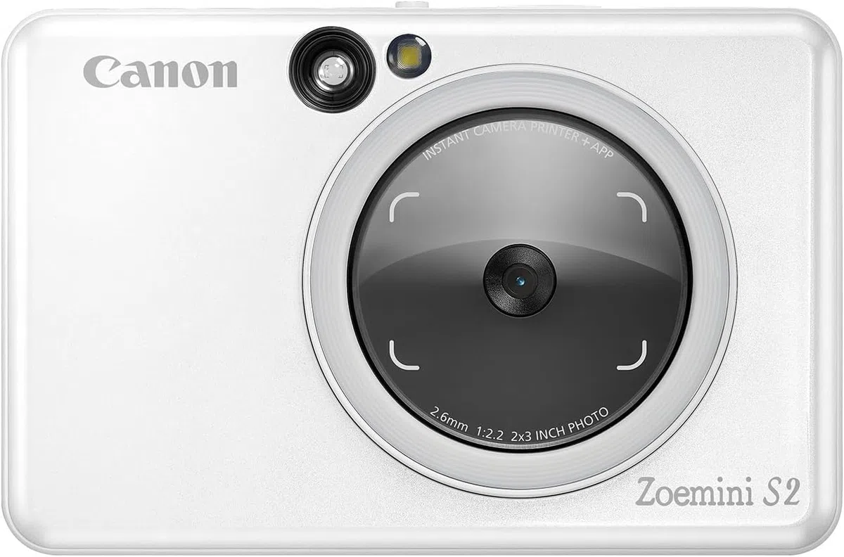 Canon Zoemini S2 Mini Sofortbildkamera + Fotodrucker mobil tragbar unterwegs Hosentasche (Fotodruck 5x7,6 cm, kabelllos, eingebauter Akku, Canon App, Bluetooth) perlweiß [+ 10er Zink Druck-Set]