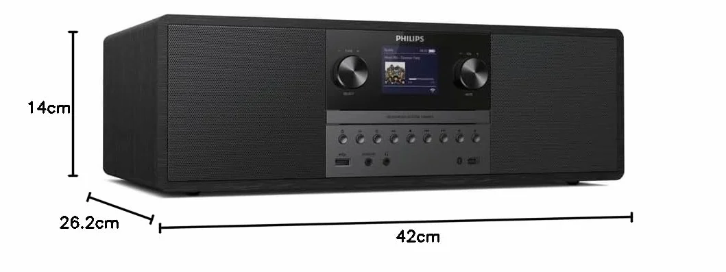 Philips Mikro-Musiksystem TAM6805 50W All-in-One mit Internetradio, Bluetooth, Spotify Connect, USB, CD-Player, DAB+, FM, Bassreflex-Lautsprecher – Kompaktes Audiosystem für Zuhause, Büro oder Küche