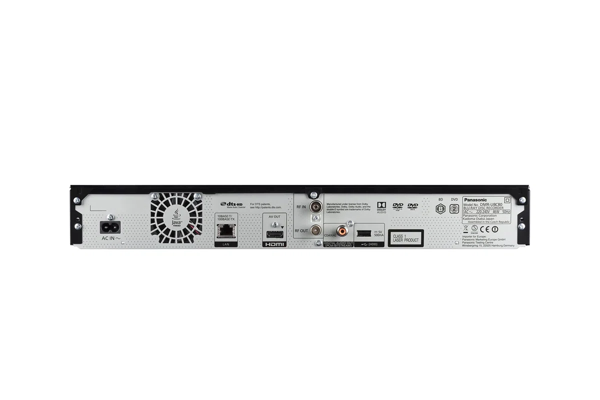 Panasonic DMR-UBC80EGK Ultra HD Blu-ray Recorder (1TB HDD, 4K Blu-ray Disc, UHD TV Kabelempfang, 2 x DVB-C/T2 HD Tuner)
