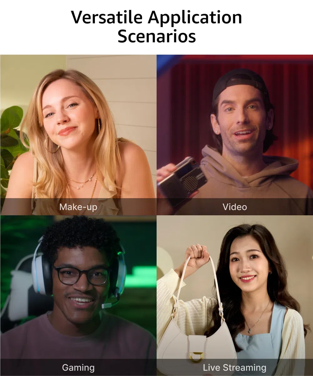 amaran Verge Bi-Color Key Light für den Schreibtisch, 2700K–6500K Soft Edge-LED-Panel, CRI 96, Frontregler & USB-C-Stromversorgung, ideal für Streaming, Videocalls & Content-Erstellung – Weiß