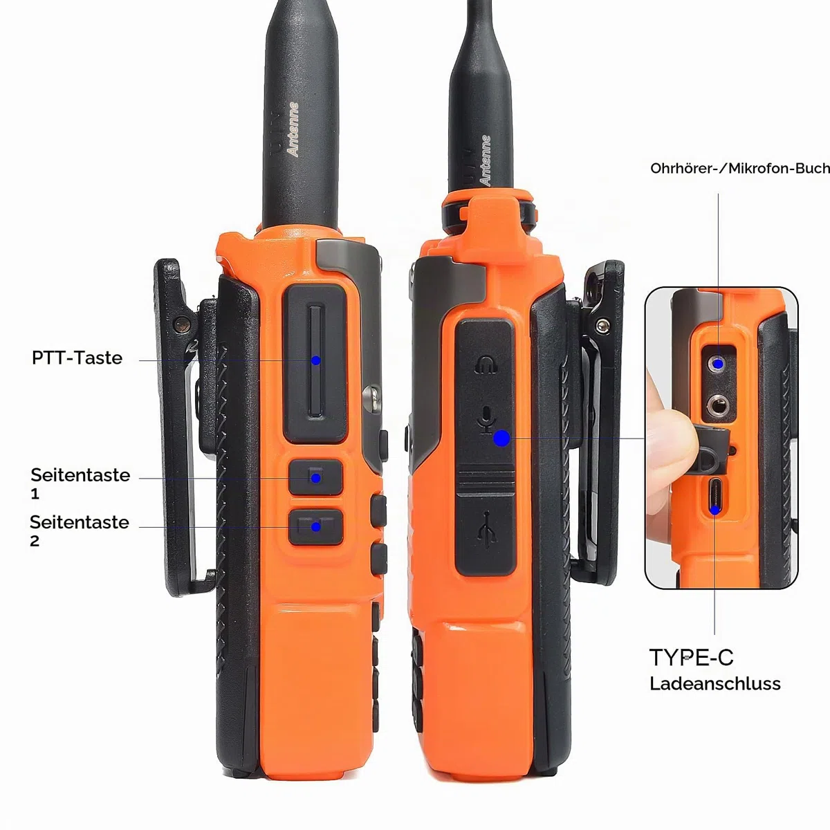 QUANSHENG UV-K6 Funkgerät 5W Walkie Talkie großer Reichweite Wiederaufladbare Handfunkgerät für Erwachsene Polizei Radio mit FM, NOAA, Typ-C Ladung, 200 Kanäle (UA-K6 mit Halterung)