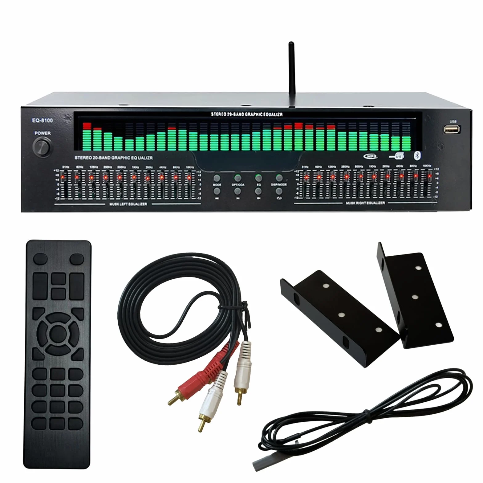 31 Band Digitaler Equalizer, Audio Visualisierer Mit LED Spektrumanzeige, Professioneller Grafik EQ Mit 31 Dynamischen Kanälen, Dual 10-Fach Unabhängige Klangregelung, Audio Soundprozessor Für Studio