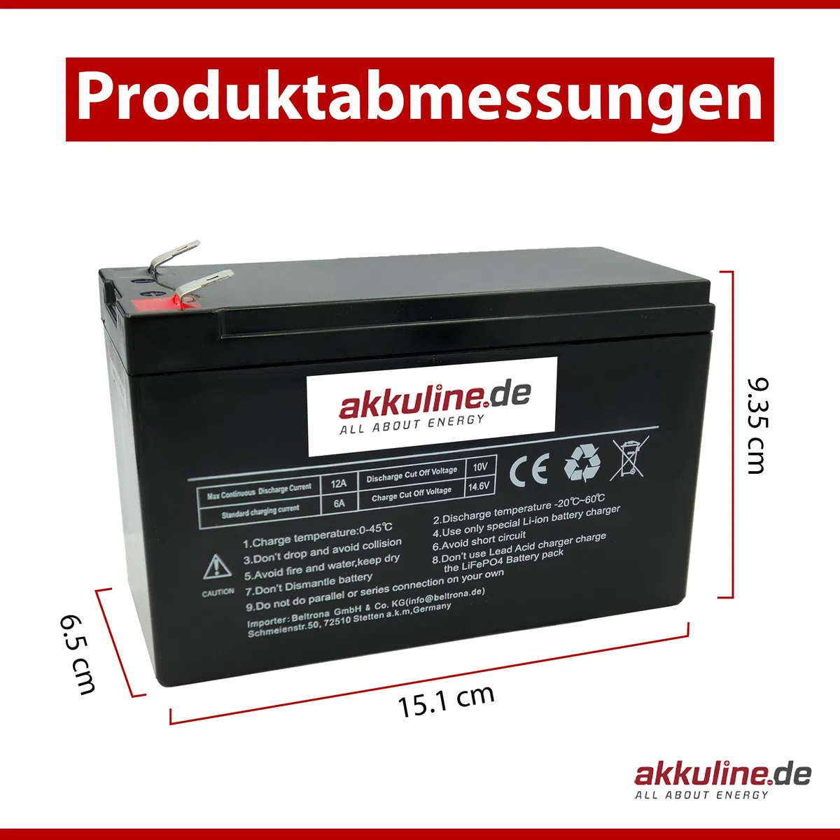 Ersatzakku kompatibel mit Teufel ROCKSTER AIR – auslaufsicher & wartungsfrei, LiFePO4, 12V 9Ah