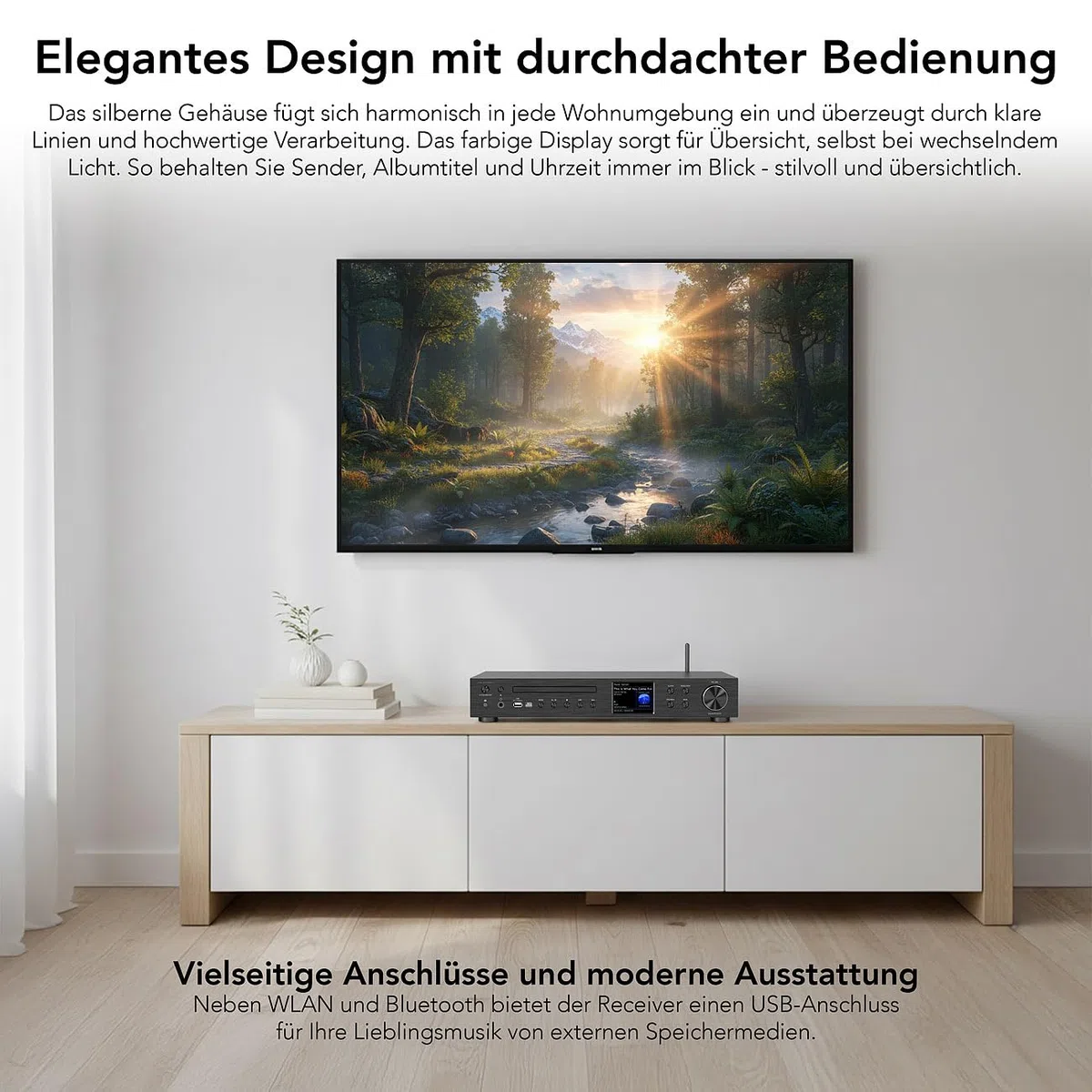 VR-Radio Radio Receiver: WLAN-Internetradio-Receiver, DAB+/UKW, CD, Bluetooth, 200 W, schwarz (DAB Tuner, Stereo DAB+ Internetradio)
